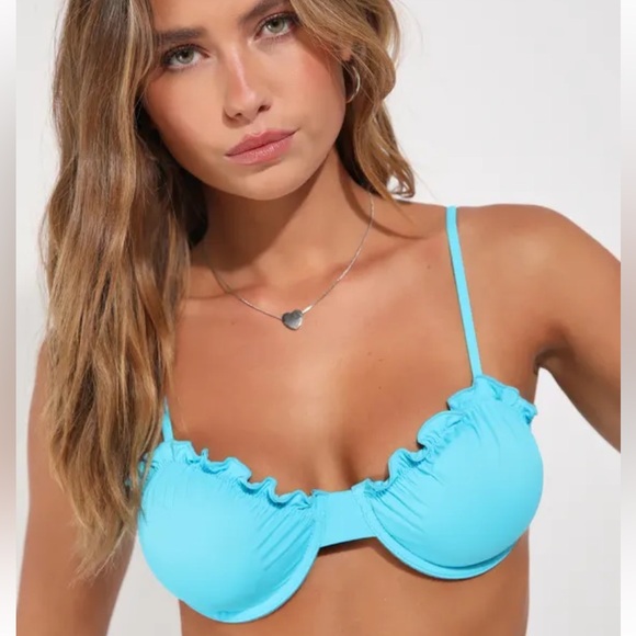Lulu’s NWT Sunshine Galore SideTie Teal Blue Bikinii Medium - Picture 4 of 11
